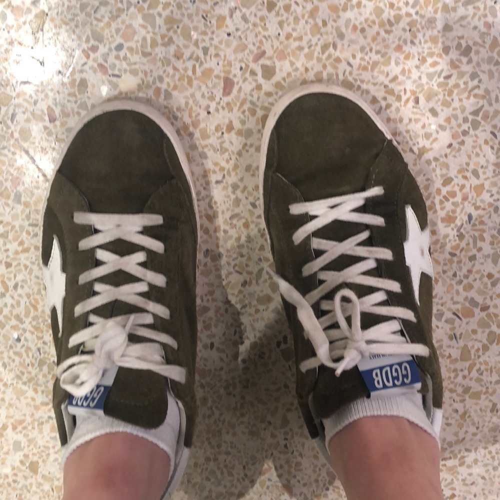 Golden goose green suede